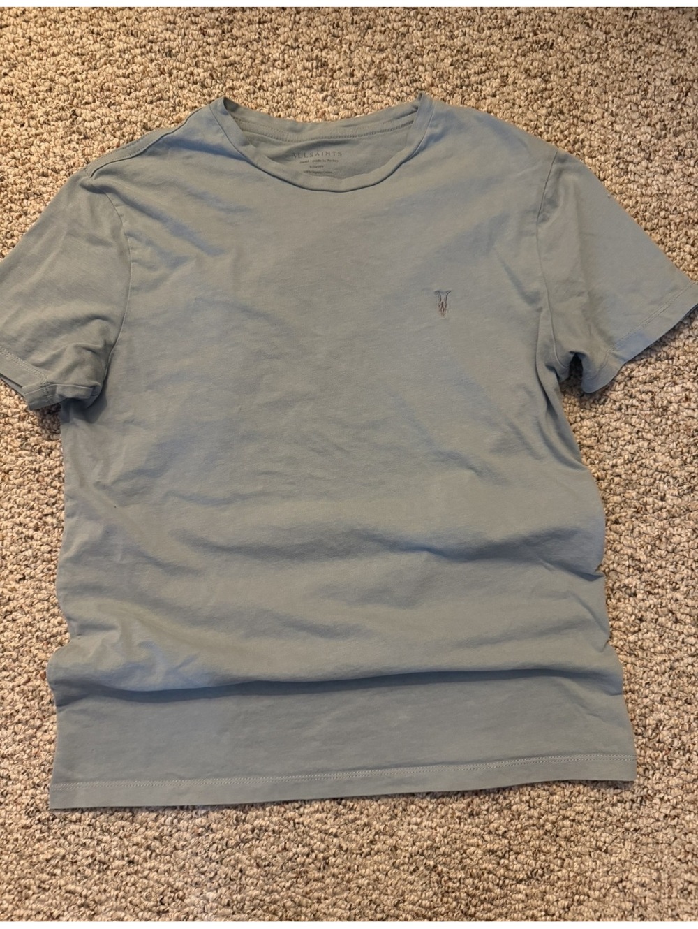 All Saints Brace brushed cotton crewneck Static blue tee shirt